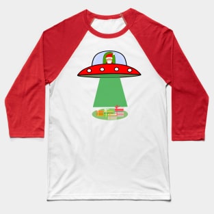 SANTA Claus Alien Spaceship Baseball T-Shirt